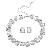 N-L19106-Conjunto Feminino Colar e Brinco Zirconia Redondo Casamento Noiva Festa Réveillon Formatura Presente Luxo