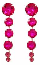 N-L1985-Brinco Bijuteria Festa Luxo Pedraria Chique Pendente M566