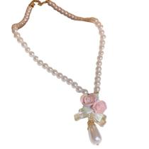 N-L2082-Colar Bijuteria Festa Luxo Flor Pérola Elegante J315 N-L2082-Colar Bijuteria Festa Luxo Flor Pérola Elegante J315