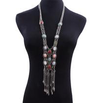 N-L2202-Colar Bijuteria Festa Luxo Maxi Longo Pedraria Chique M2726 N-L2202-Colar Bijuteria Festa Luxo Maxi Longo Pedraria Chique M2726