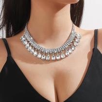 N-L32-L0334-Colar Feminino Choker Zirconia Strass Festa Casamento Réveillon Noiva Namorado Brilhante Delicado Luxo N-L32-L0334-Colar Feminino Choker Zirconia Strass Festa Casamento Réveillon Noiva Namorado Brilhante Delicado Luxo