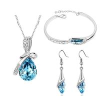 N-L4301-Conjunto Feminino Colar Brinco Pulseira Azul claro Gota Festa Formatura Madrinha Casamento Noiva Delicado N-L4301-Conjunto Feminino Colar Brinco Pulseira Azul claro Gota Festa Formatura Madrinha Casamento Noiva Delicado