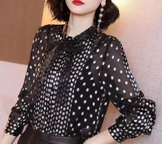 N0136-Blusa Camisa Feminina Social Elegante Laço Gravata