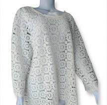 N0154-Blusa Casual Comfy Lese Laise Floral Formato Manga Longa Vazado Gola Canoa Fresquinha Confortável Dia 5AG0506