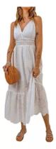 N0214-Vestido Rodado Branco Longo Festa Noiva Laise Lese Réveillon