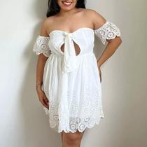 N0219-Vestido Festa Rodado Ciganinha Laise Lese Réveillon Branco N0219-Vestido Festa Rodado Ciganinha Laise Lese Réveillon Branco