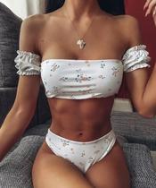 N0261-Bikini Biquíni Top Franzido Fio Dental Hotpants Ciganinha