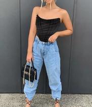 N0331-Top Cropped Feminina sem alça Palhetas Festa Balada - Xumi