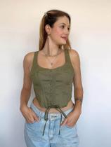 N0355-Blusa Festa Luxo Amarração Assimétrico Cropped 5j2806