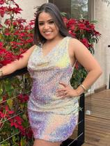 N0362-Vestido Festa Balada Sexy Solto Paetê Brilho Luxo 23s09