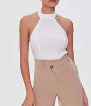N0366-Blusa Festa Balada Sexy Lisa Linho Réveillon Gola Alta 28s11