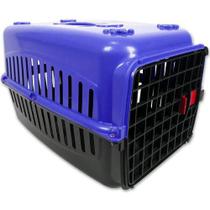 N1 Caixa De Transporte Alça Porta Gatos Coelhos Azul Preta - Bom amigo Pet