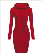 N1041-Vestido Comfy Moletom Capuz Casual Liso Básico M2102 N1041-Vestido Comfy Moletom Capuz Casual Liso Básico M2102