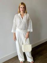 N1048-Calça Festa Luxo Rendada Forrada Soltinha Ano Novo 5mr1804