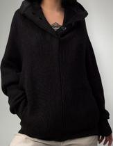 N1102-Blusa Casaco Tricô Frio Capuz Feminina Inverno Preta 246r N1102-Blusa Casaco Tricô Frio Capuz Feminina Inverno Preta 246r