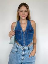 N1111-Colete Feminino Jeans Vintage Atemporal Bolsos Jl0201