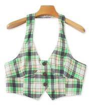 N1128-Cropped Xadrez Assimétrico Abotoar Alça Festa Casual Jl1202 N1128-Cropped Xadrez Assimétrico Abotoar Alça Festa Casual Jl1202