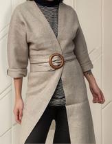 N1137-Blusa De Frio Sobretudo Casaco Feminino Cinto Elegante 325m