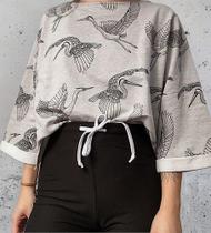 N1206-Blusa Moletom Feminino Estampado Pássaros Inverno 657r N1206-Blusa Moletom Feminino Estampado Pássaros Inverno 657r