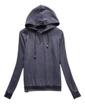 N1238-Moletom Capuz Feminino Cinza Básica Importado Pronta Entrega