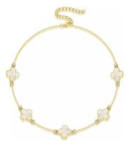 N1244-Colar Bijuteria Festa Luxo Trevo Sorte Amuleto 4s1102