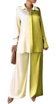 N1281 Conjunto Feminino Elegante Camisa Camisão Pantalona 733q N1281 Conjunto Feminino Elegante Camisa Camisão Pantalona 733q