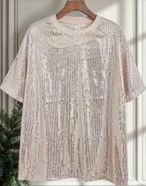 N1361-Blusa Festa Luxo Camisão Plus Size Solta Brilhante 5mr1902 N1361-Blusa Festa Luxo Camisão Plus Size Solta Brilhante 5mr1902