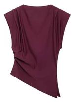 N1374 Blusa Casual Comfy Assimétrica Solta Leve Trabalho 4n0457