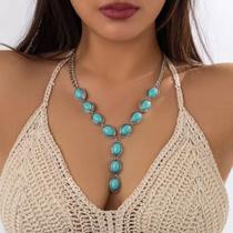 N1393-Colar Bijuteria Festa Luxo Gravatinha Pedraria Chique M599
