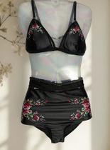 N1443 Bikini Biquíni Cintura Alta Hot Pants Flor Bojo 5jn0404