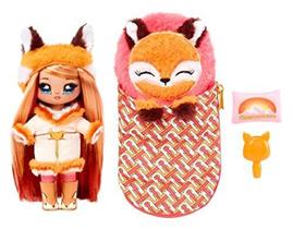 Na Na Na Surprise Camping Dolls Sierra Foxtail - Boneca raposa de saco de dormir de pelúcia Fox