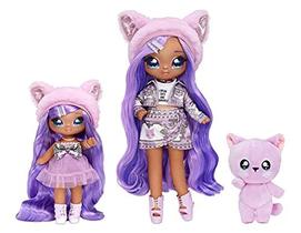 Na Na Na Surprise Family Soft Doll Multipack of 2 Fashion Dolls + Cute Pet Kitty, Chic Outfits, Long Hair & Poseable, Inclui 12 Acessórios - Presente para Crianças, Brinquedo para Meninas Meninos Idade 5 6 7 8 Anos - Na! Na! Na! Surprise