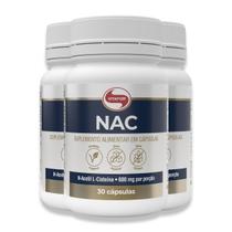 NAC 600mg 30 Cápsulas Vitafor Kit 3