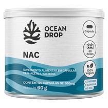NAC 600mg Ocean Drop Vegano 120 Cápsulas Nac em Cápsulas Vegetais para Suplementação Diária Glutationa Natural Nac Suplemento