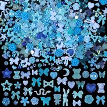 Nail Art Charms Kikonoke 100 peças de resina 3D Blue Bear Butterfly
