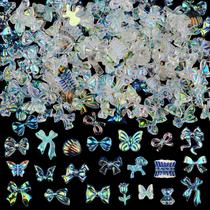 Nail Art Charms Kikonoke 100 peças de urso borboleta de resina 3D