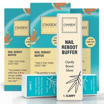 Nail Buffer Block Onsen Secret 4-Way Buffing, pacote com 3 almofadas