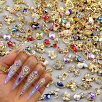 Nail Charms Jaliya 3D Gold Alloy Strass para arte de unhas x50