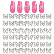 Nail Charms KACHIMOO Silver Butterfly para unhas de acrílico x50
