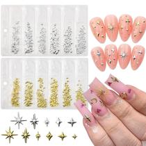 Nail Charms KRTBKR 400 unidades 3D Star Gold Silver para arte de unhas