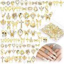 Nail Charms Lounsweer Gold Metal Crown Heart Butterfly x100