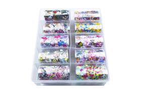 Nail Foil Unhas Decorado com Desenhos, Caixa com 10 Rolos Nail Foil Unhas Decorado com Desenhos, Caixa com 10 Rolos