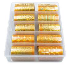 Nail Foil Unhas Dourado Holográfico, Caixa 10 Rolos de 100cm Nail Foil Unhas Dourado Holográfico, Caixa 10 Rolos de 100cm