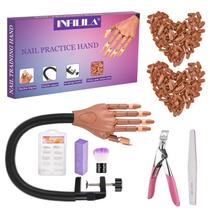 Nail Practice Hand NXJ INFILILA com 200 pontas, limas e cortador de unhas Nail Practice Hand NXJ INFILILA com 200 pontas, limas e cortador de unhas