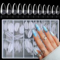 Nail Tips AddFavor 240 unidades de capa completa transparente em forma de amêndoa