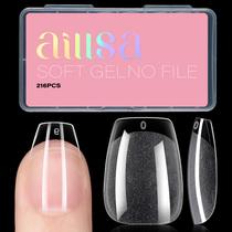 Nail Tips AILLSA Short Coffin Soft Gel Clear, 216 unidades, 12 tamanhos