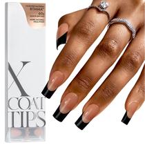 Nail Tips Btartbox Nails XCOATTIPS French Tip Black 150 unidades