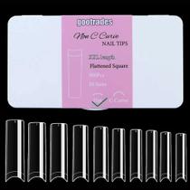 Nail Tips INENK, achatado, sem curva C, XXL, quadrado, 500 unidades