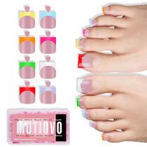 Nail Tips MUTIOVO 8 Mixed Summer Color French Tip Toe x240