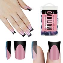 Nail Tips MUTIOVO Black French Tip Short Duck x240